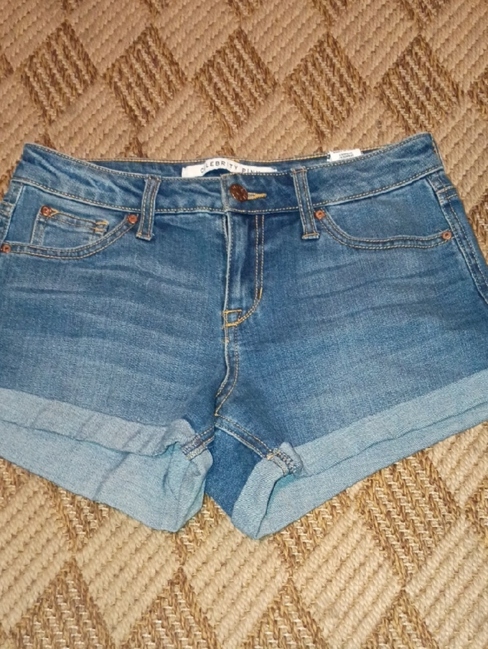Celebrity Pink Rolled Cuff Denim Shorts - Blue
